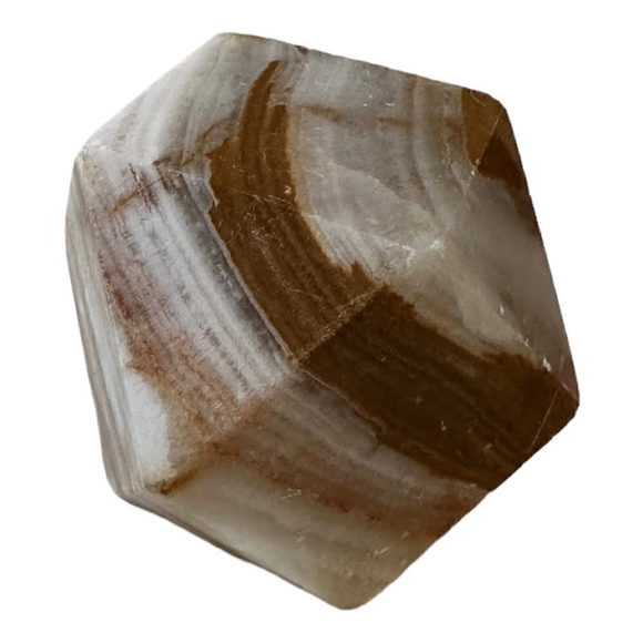 Banded Polished Marble Stone Rock Mineral Paperweight Octagon Shape Home Decor - Picture 6 of 6